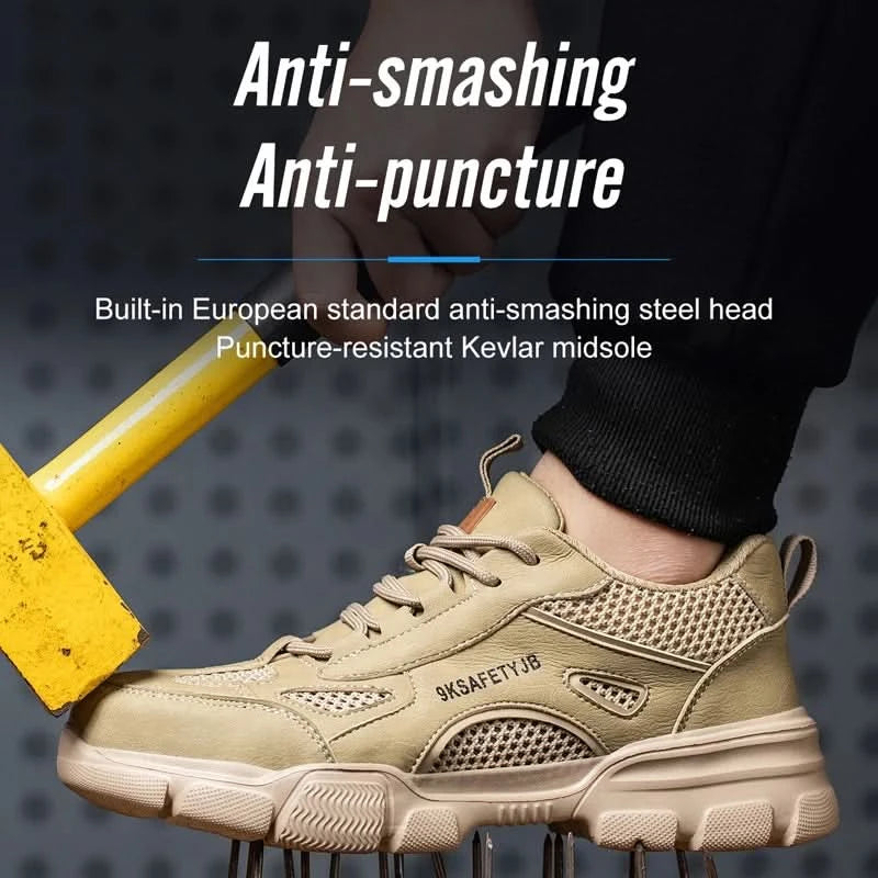Men Work Sneakers Protective Shoes Safety Industrial Puncture-Proof Anti-smash Steel Toe Shoes Breathable Construction Work Shoe