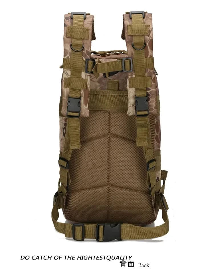 Men's Classic Tactical Backpack Travel Sports Camouflage Bag Outdoor Climbing Hunting Backpack Fishing Hiking Nylon 3P Pack Bag - M & M Global