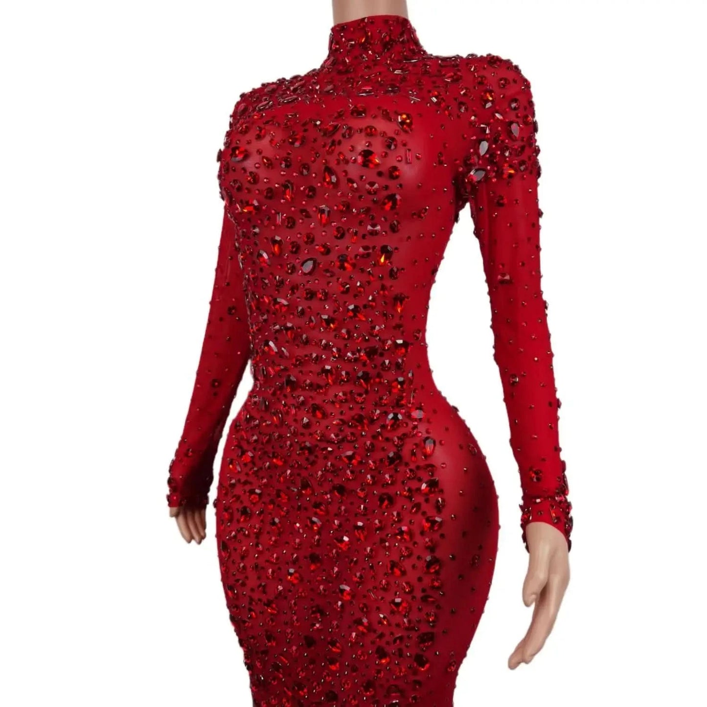 Sexy Party Banquet Evening Dresses Women Sparkly Rhinestone Long Dress Nightclub Singer Stage Costume Festival Clothing Cuixing - M & M Global