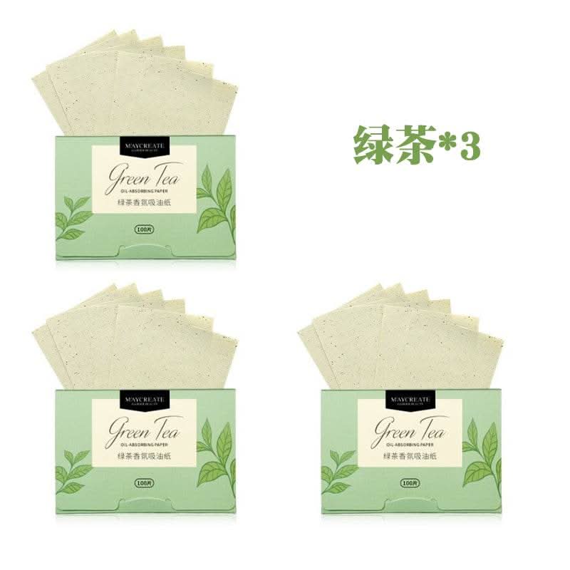 300pcs/box Portable Facial Oil-Absorbing Papers Oil Blotting Sheets Oil Control Face Skin Care Tools for Men and Women Green Tea - M & M Global