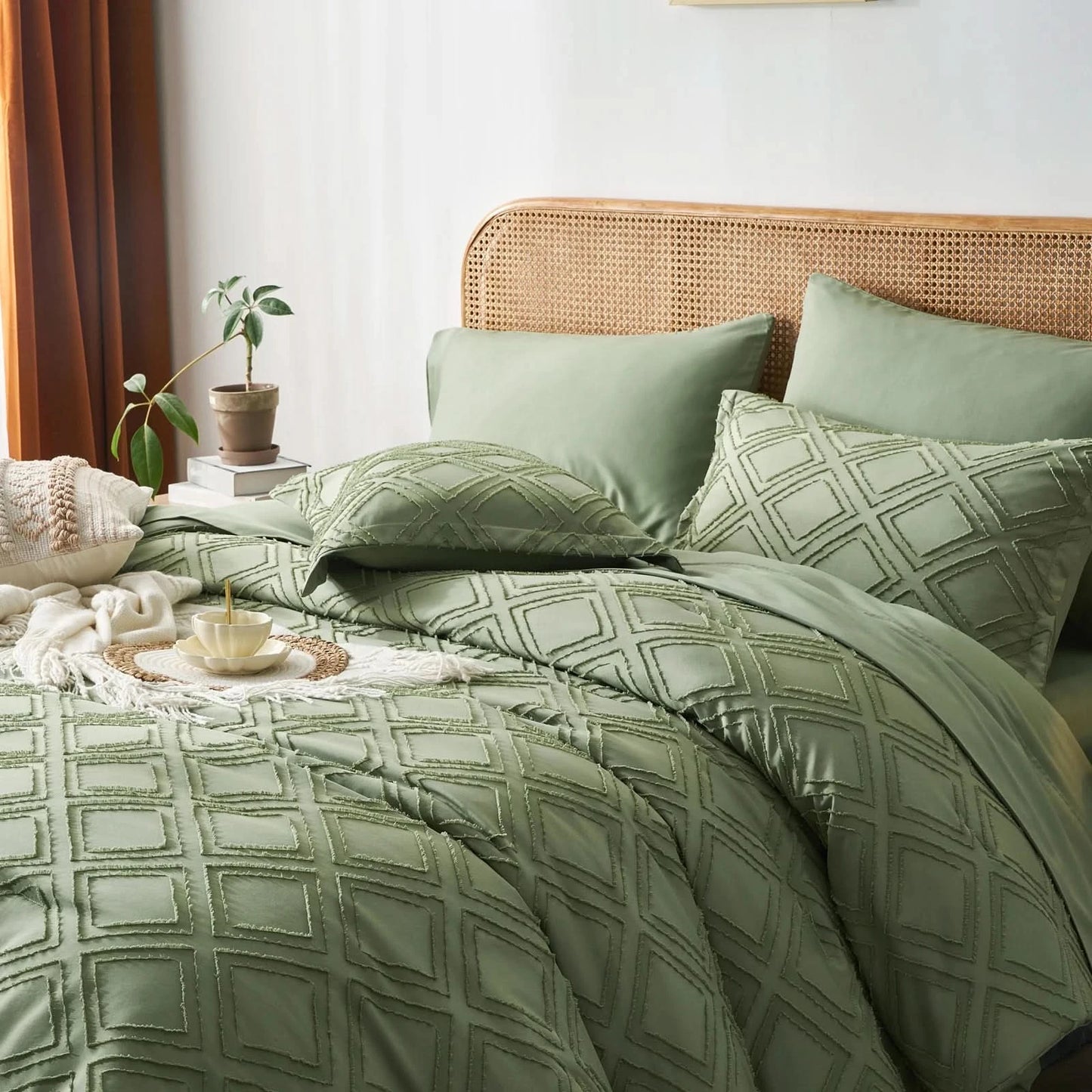 Comforter Set - 7 PCS Diamond Tufted Bedding Comforter Set, Fluffy Soft Bed Set ,Bedding Sets, room decor, all seasons, gift
