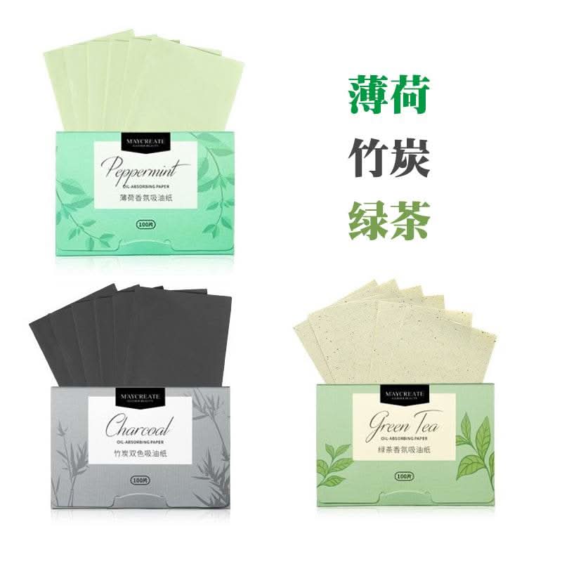 300pcs/box Portable Facial Oil-Absorbing Papers Oil Blotting Sheets Oil Control Face Skin Care Tools for Men and Women Green Tea - M & M Global