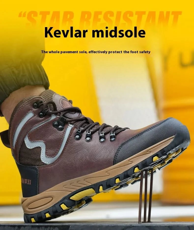 Widen Safety Boots Men Work Indestructible Shoes Climbing Boots Steel Toe Protective Boots Anti-smash Anti-puncture Safety Shoes