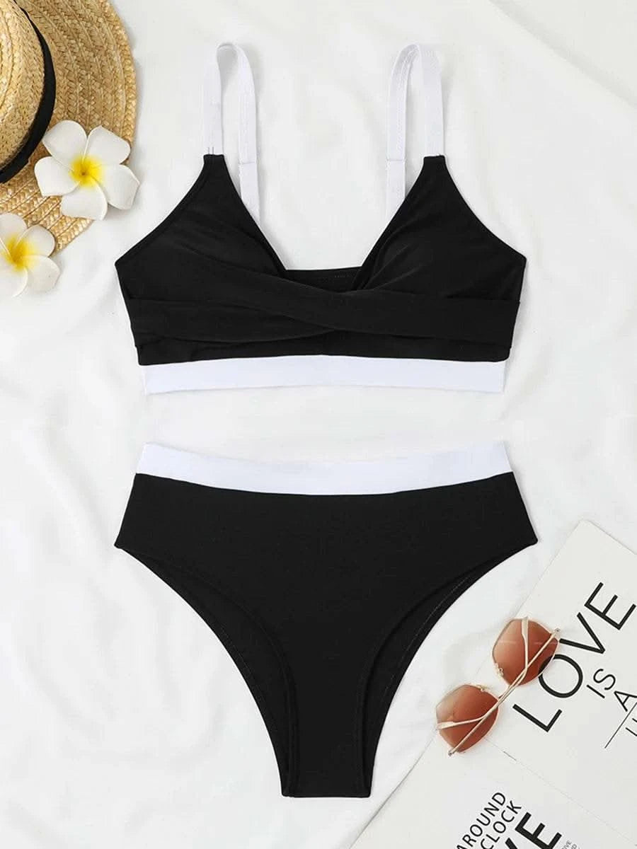 2025 Strappy Bikini High Waist Swimsuit Women Sexy Solid Swimwear Female Bathers Swimming Bathing Swimming Swim Suit Beachwear - M & M Global
