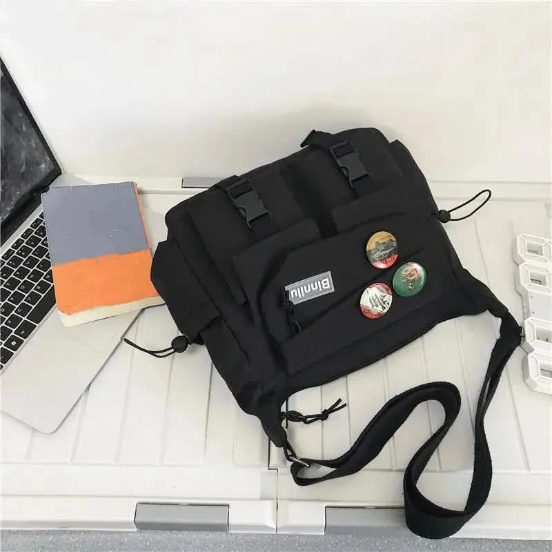 Preppy Casual Nylon Crossbody Bag For Men Women Teen Messenger Bag, Student Commuter Single Shoulder Bag For Travel Daily Use - M & M Global