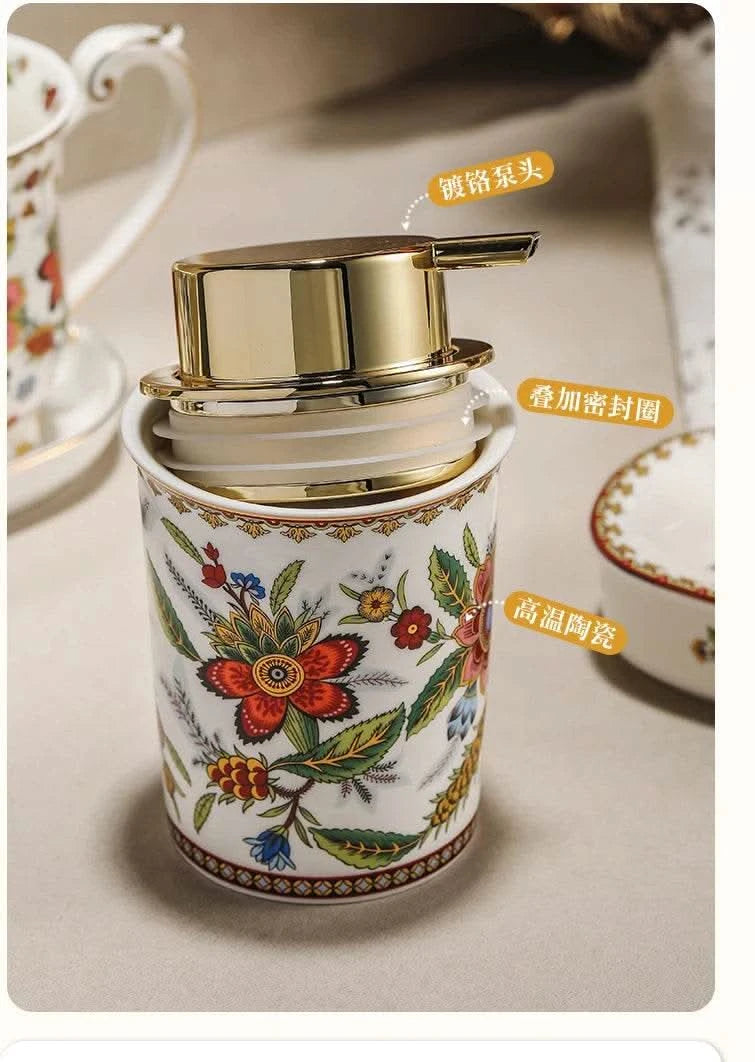 250ML Color Pattern Ceramic Lotion Bottle Facial Cleanser Foamer Home Makeup Remover Shampoo Storage Bottle Bathroom Accessories - M & M Global