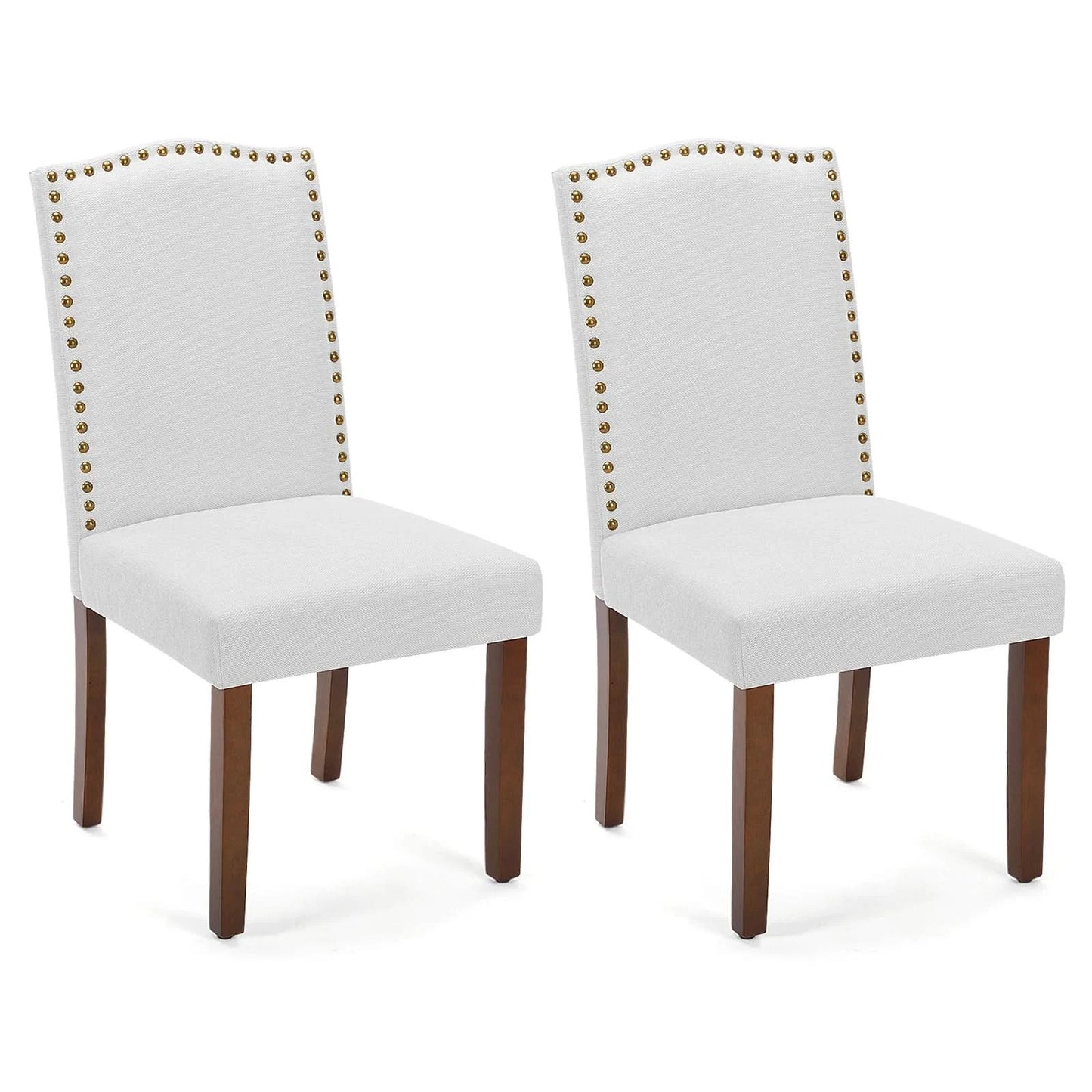 JHK Dining Chairs Padded Backrest Set Of 2 Thickened Sponge Cushion Upholstered Fabric Kitchen Chairs With Nailhead Trim Home