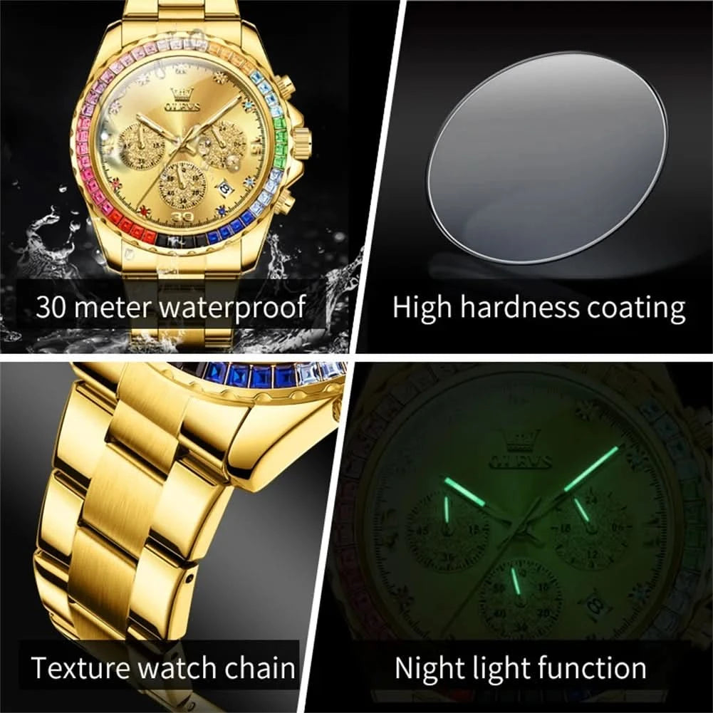 OLEVS 2939 Mens Watch Original Brand Quartz Watch Waterproof Luminous Watch For Men Multifunctional Chronograph Sport Date Reloj - M & M Global