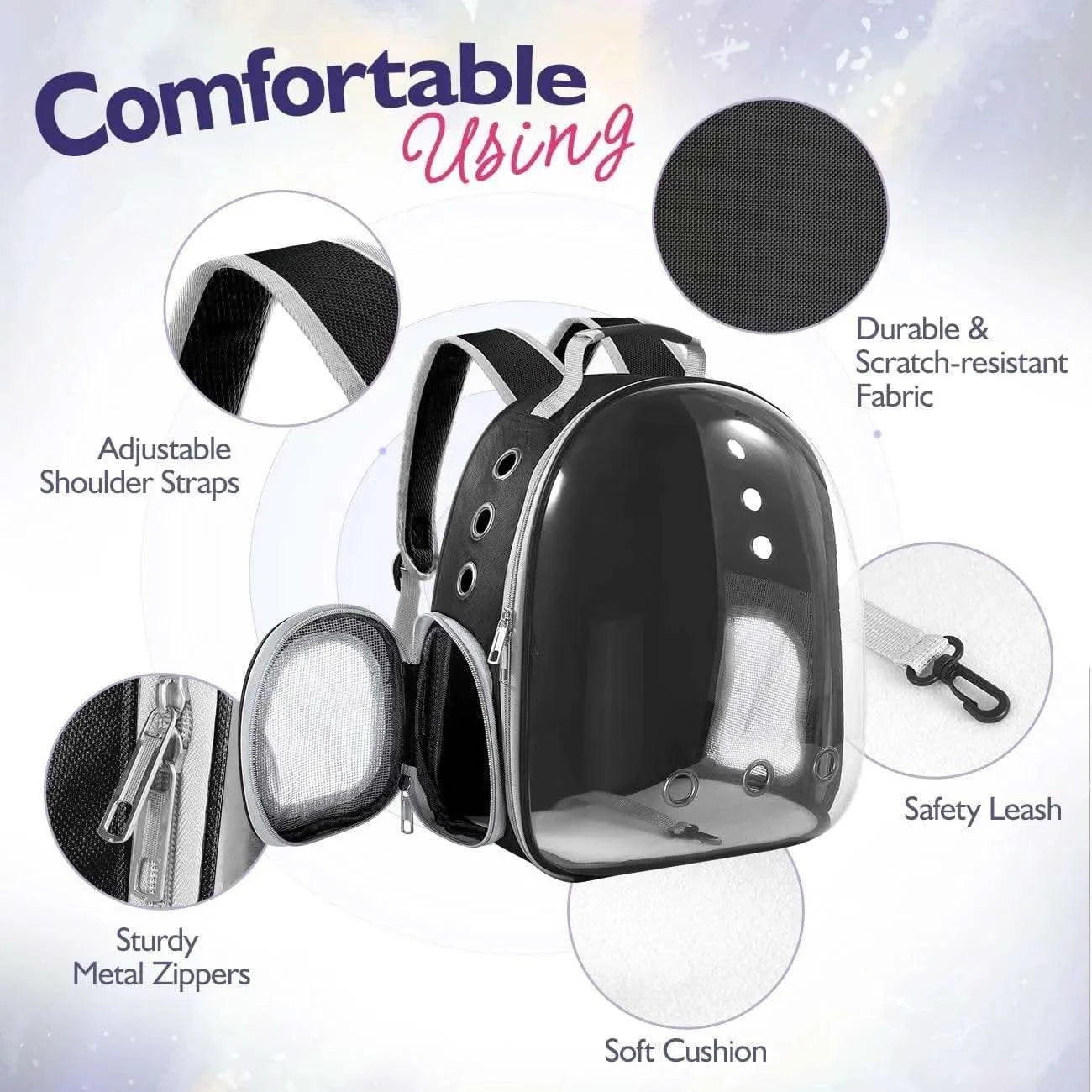Backpack Carrier/ Bubble Carrying Bag for Small Medium Dogs Cats, Transparent Cat Space Capsule, Breathable Cat/ Dog Travel Bag - M & M Global