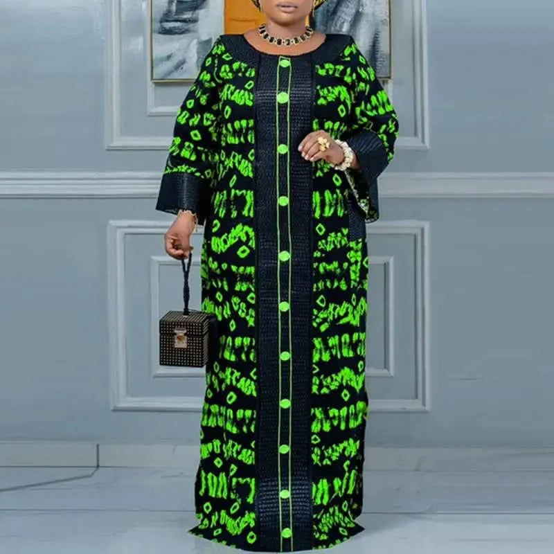VONDA Women Printed Dress 2024 Vintage Maxi Long Dress Autumn Patchwork Sundress Fashion Elegant Party Vestidos Femme Robe Baggy - M & M Global