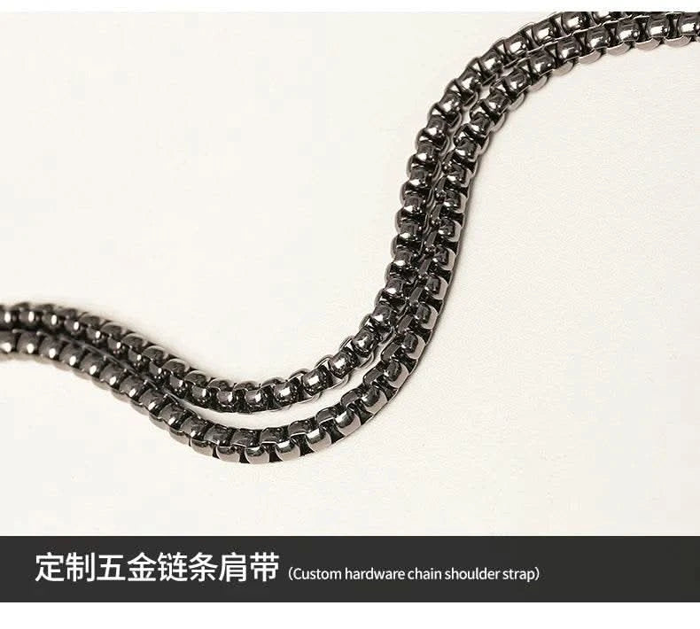 Classic Quilted Detail Square Bag, Solid Color Flap Shoulder Bag, All-Match Chain Bag - M & M Global