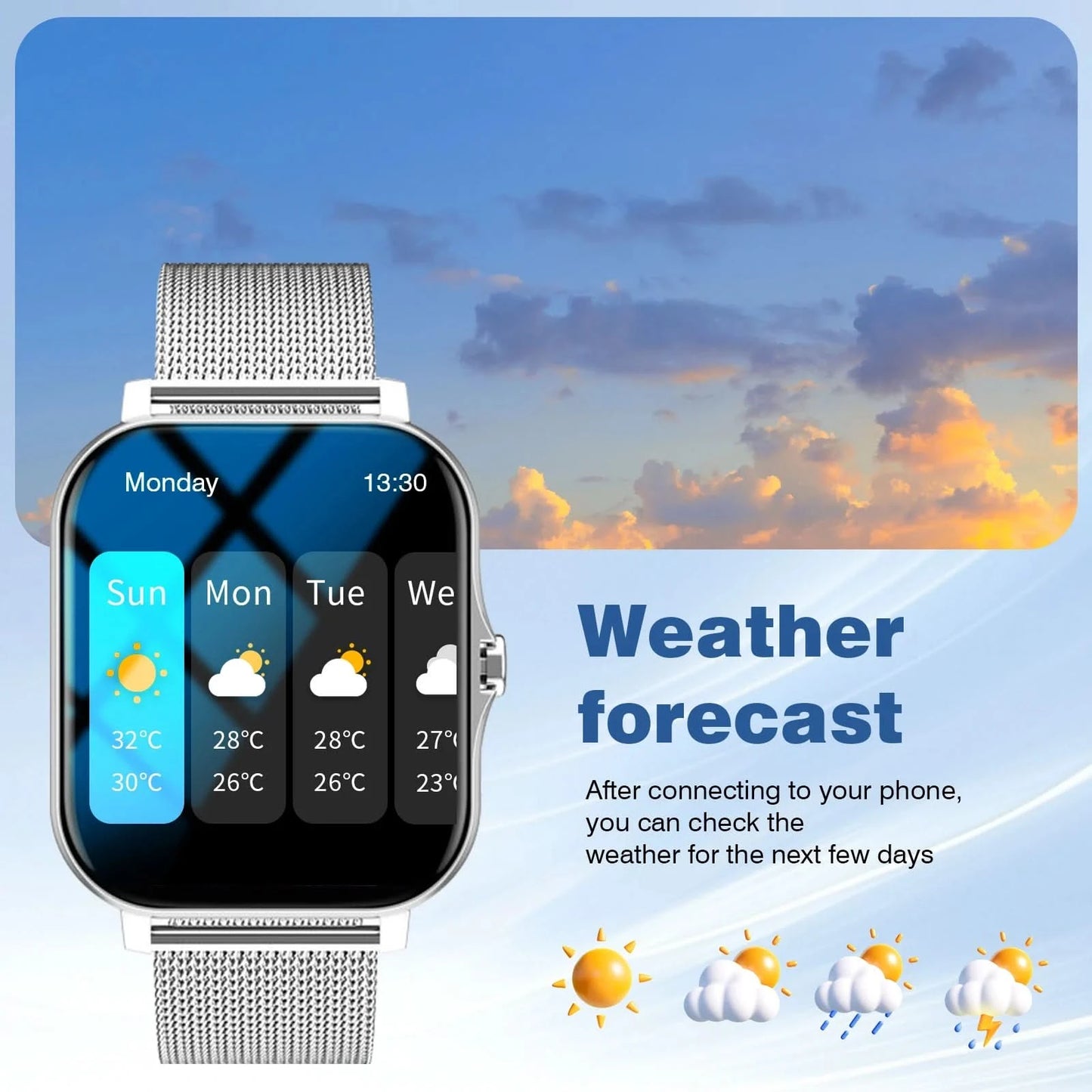 Smart watch, call reminder/rejection, message reminder view, 1.83 inch HD screen, for Android/iPhone