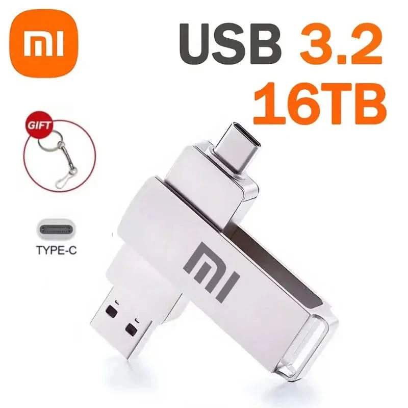 Xiaomi 16TB Flash Drive USB 3.2 Super High Speed Flash Drive Metal Transfer Mini U Disk Pen Drive Type C Memory Disk SSD U Drive - M & M Global