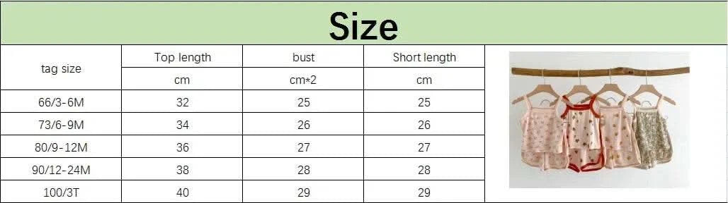 Baby Clothes Sets Summer Toddler Girl Strap Suits Cotton Printing Baby Boy Tops Tee and Shorts Infant Tracksuit Newborn Sets - M & M Global