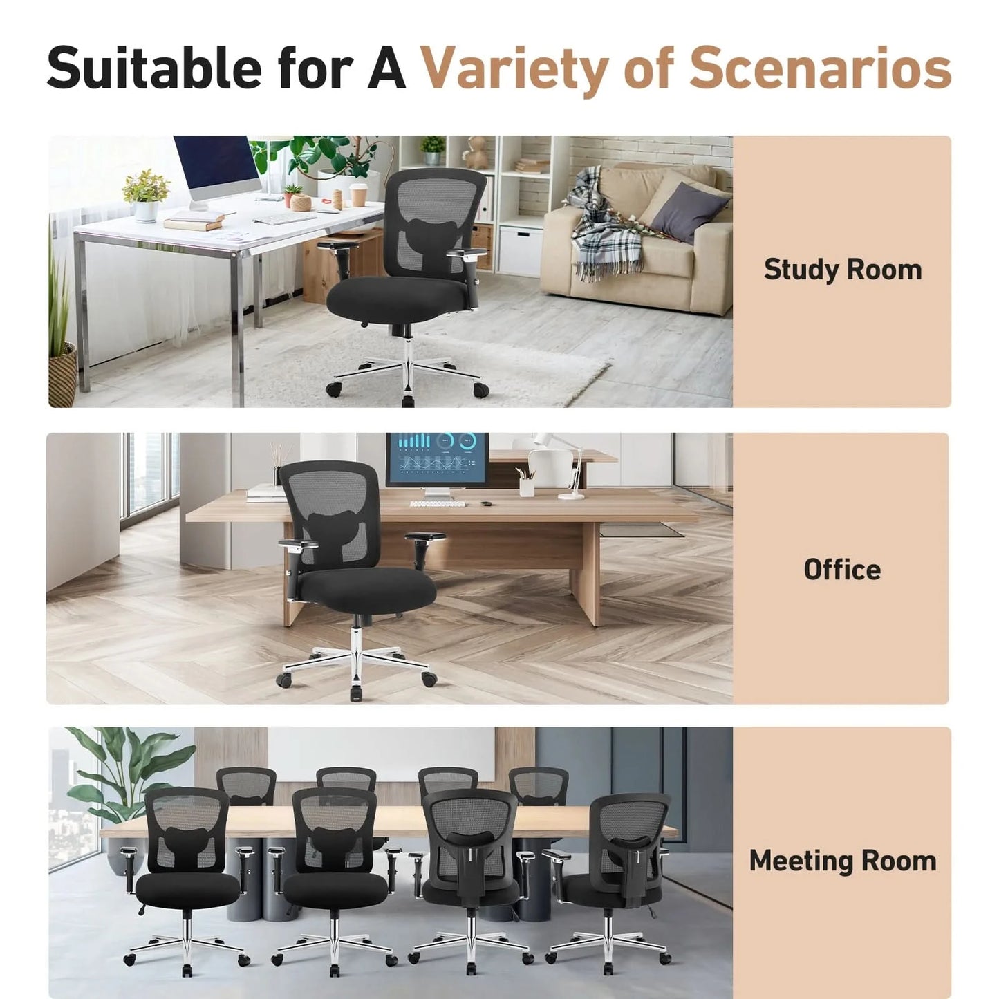 JHK Ergonomic Mesh Backrest Lumbar Support Office Chair Adjustable Height 3D Armrest Comfortable Sponge Cushion Gaming Chairs