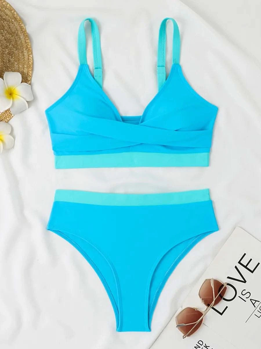 2025 Strappy Bikini High Waist Swimsuit Women Sexy Solid Swimwear Female Bathers Swimming Bathing Swimming Swim Suit Beachwear - M & M Global
