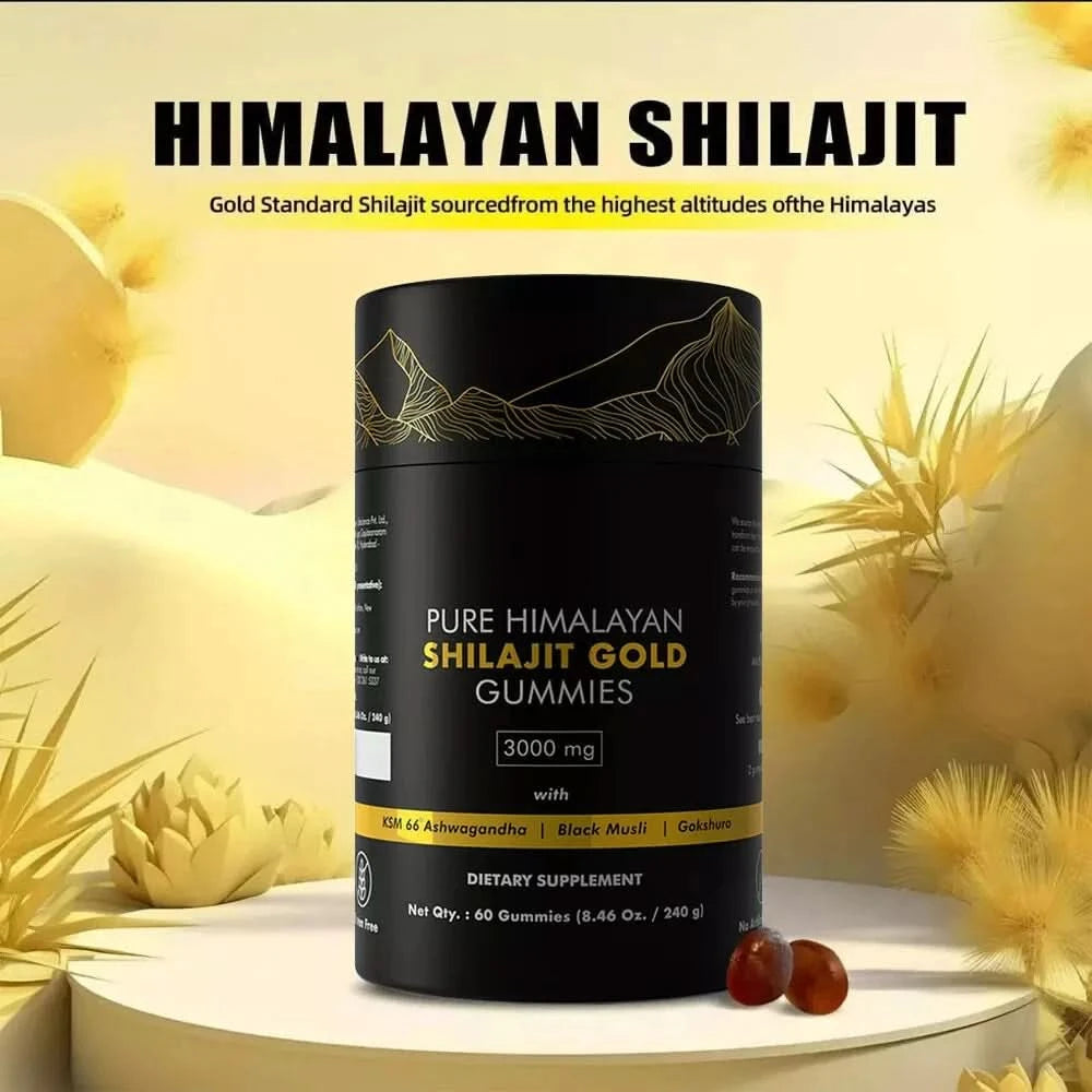 Pure Himalayan Shilajit Gummies, 3000 Mg Gold Grade Shilajit with Ashwagandha, Gokshura for Energy and Immune Support - M & M Global