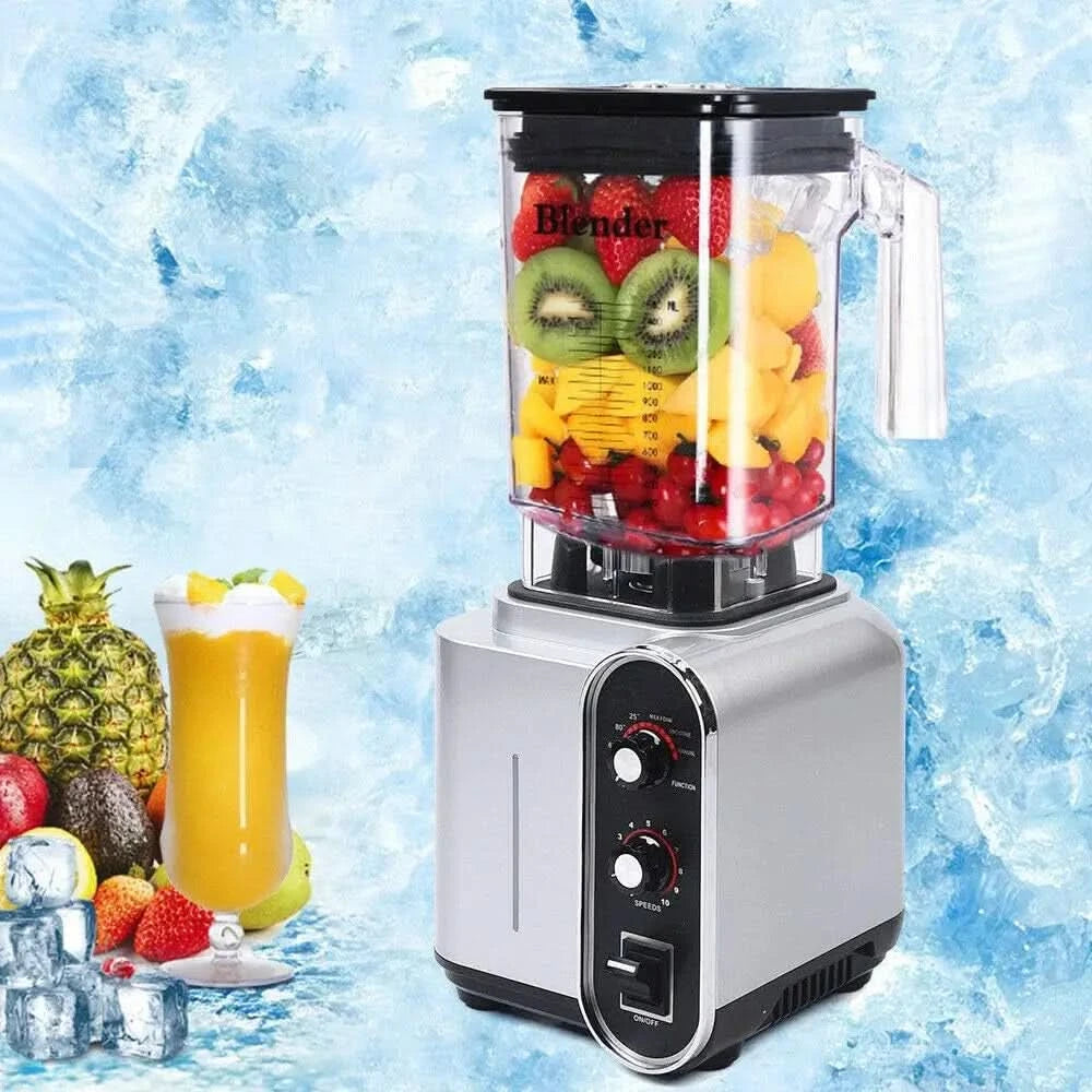 Soundproof Blender,110V 2200W 1.5L Commercial Fruit Juice Smoothie Maker With Shield Quiet Sound Enclosure for Puree, Ice Crush, - M & M Global