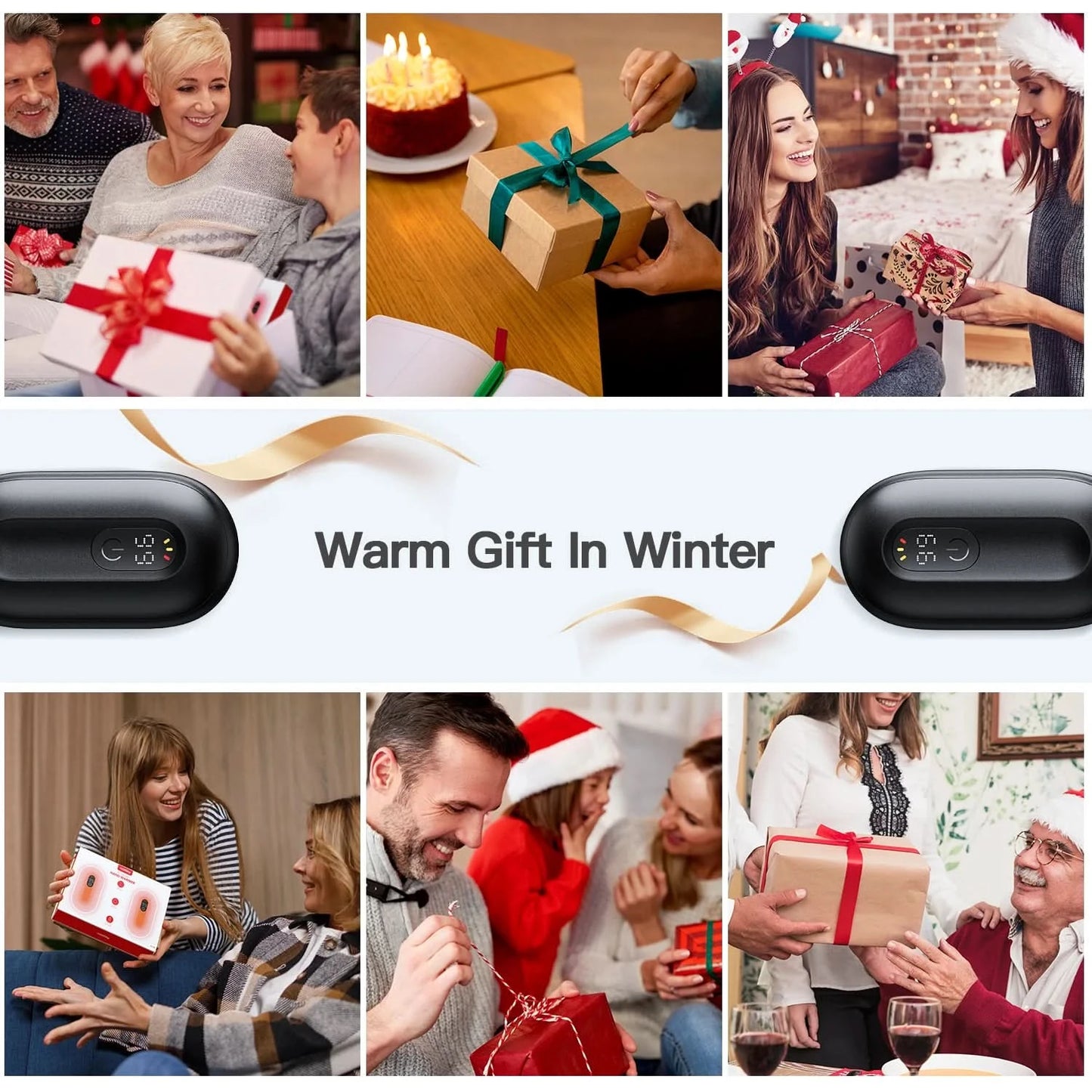 Hand Warmers Rechargeable 2 Pack Magnetic Electric Hand Warmer with Digital Display Portable Pocket Heater Warm Christmas Gift - M & M Global