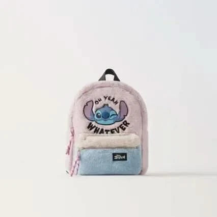 New Disney Plush Backpack Ins Japanese Blue Stitch Funny Cartoon Large-Capacity Student Backpack Kindergarten Bag Child Gift - M & M Global