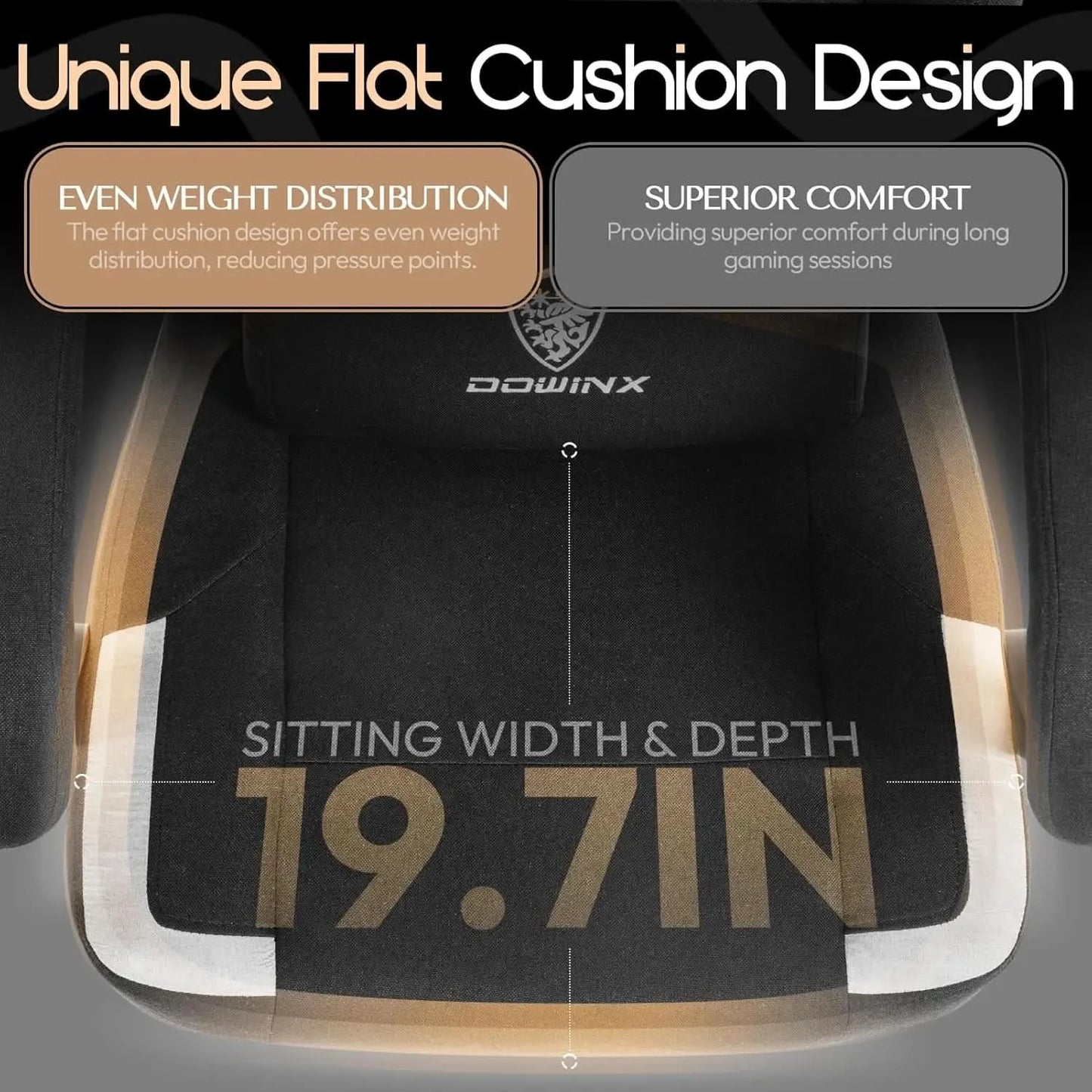 Dowinx Fabric Gaming Chair with Pocket Spring Cushion,Breathable Computer Chair with Massage Lumbar Support and Footrest