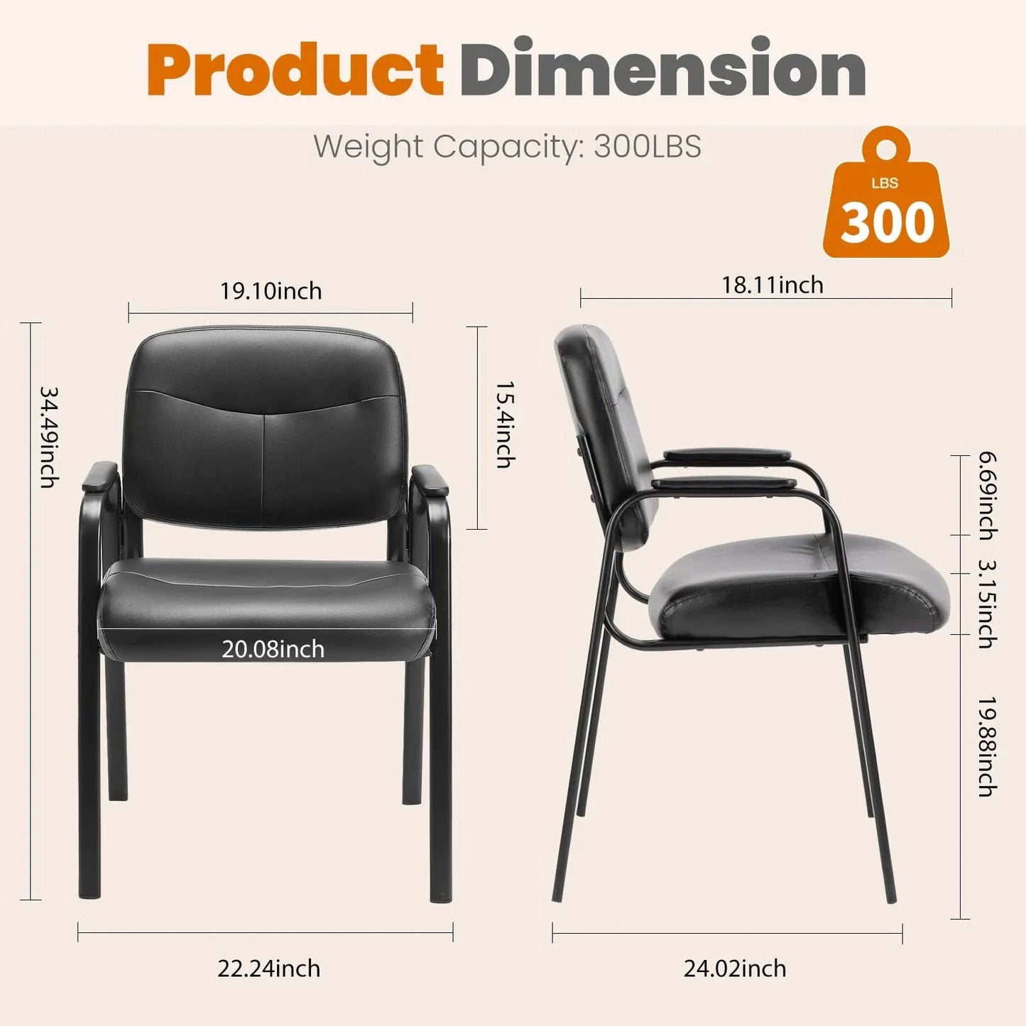 JHK Pu Leather Office Waiting Room Guest Chair Metal Frame Sponge Cushion Conference Room Lobby Table Chairs For Furniture