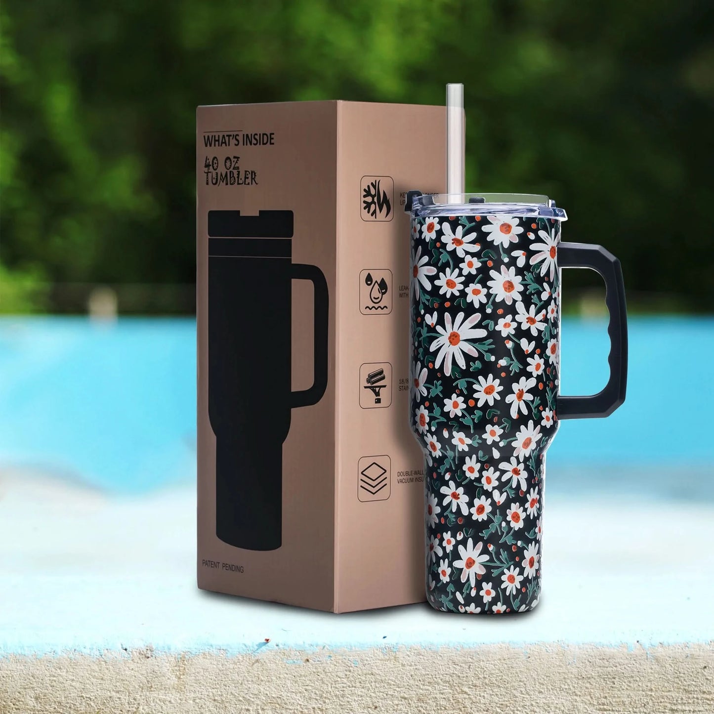 40oz Faith Quote Tumbler with Butterfly Art, Vacuum Insulated Stainless Steel with Handle and Wide Mouth, Gift for Christian Wom