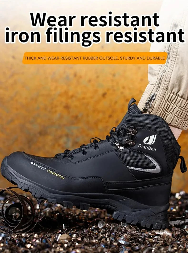 Mens Safety Shoes With Steel Toe Waterproof Boots Puncture Proof Anti-smash Mens Outdoor Work Sneakers Construction Work Shoes