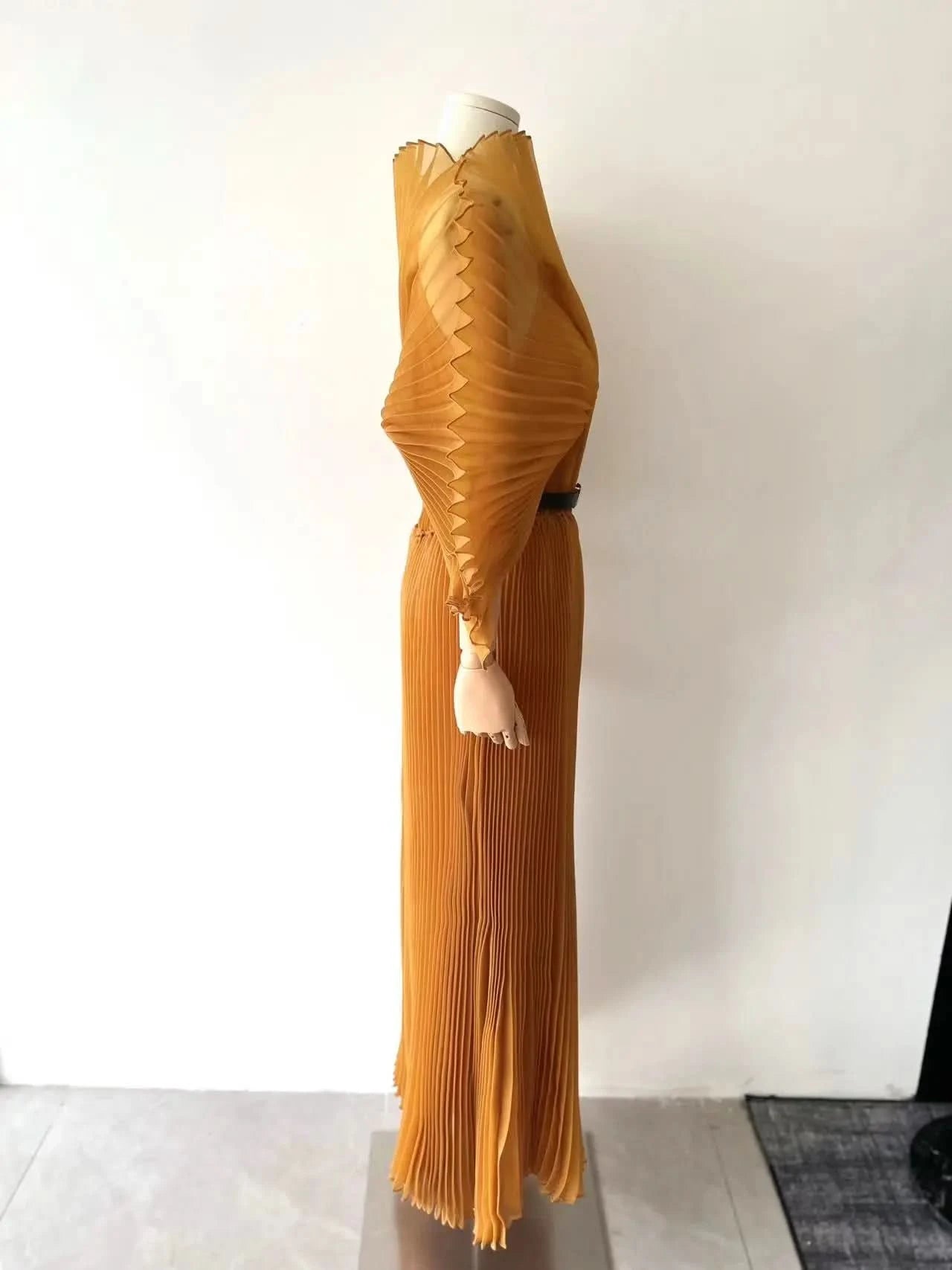 YUDX Pleated 2024 Fall New Handmade Pleated Women's Dresses Loose Plus Size Women's High Smocked Dress Long Dress - M & M Global
