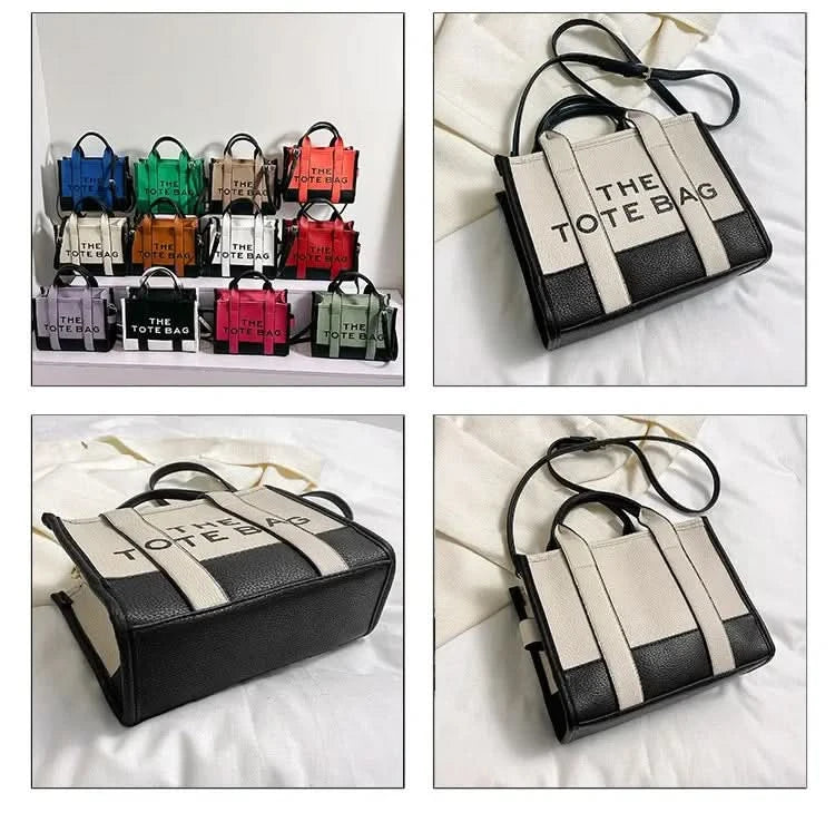 Hot Sale Of The Season New Women's PU Leather 3D Square Shoulder Bag Letter Tote Bag Color Block Fashionable Ladies Crossbody Ba - M & M Global