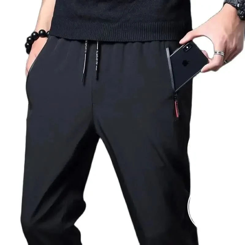 Men's Casual Pants Stretch Slim Fit Elastic Waist Jogger Korean Classic Blue Black Gray Male Brand Trousers Plus Size - M & M Global
