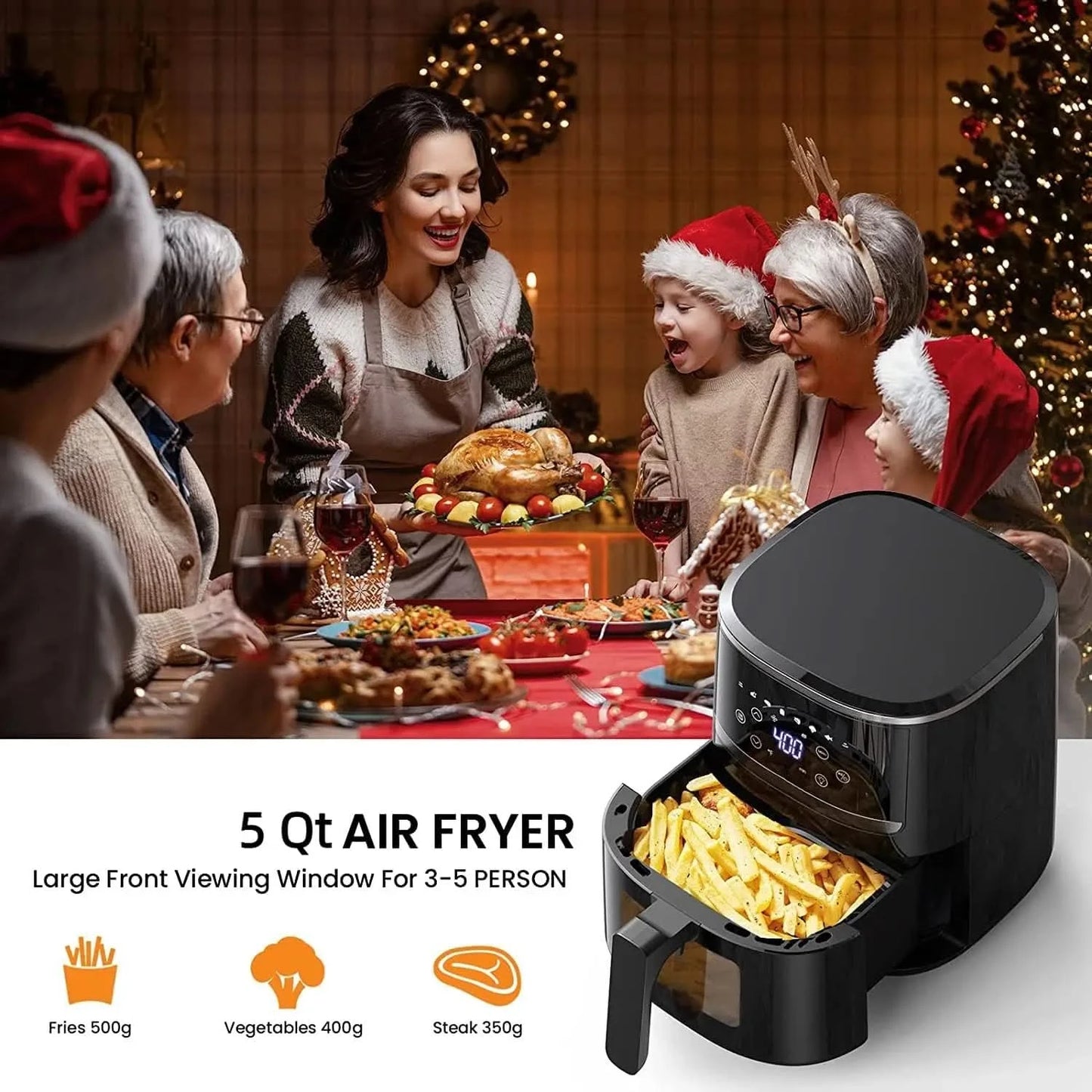 Adoolla Air Fryer Oven 5 Qt Large Oil Free Touch Screen 1500W Mini Oven Combo with 7 Accessories, One-Touch Digital Controls, No - M & M Global