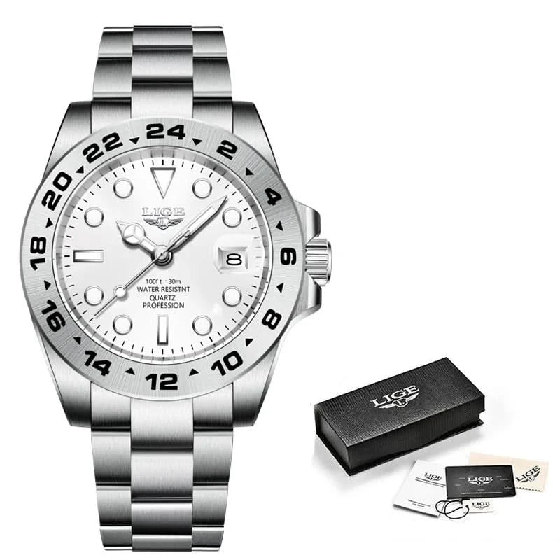 Reloj LIGE Top Brand Luxury Fashion Diver Watch Men Waterproof Date Clock Sport Watches Mens Quartz Wristwatch Relogio Masculino - M & M Global