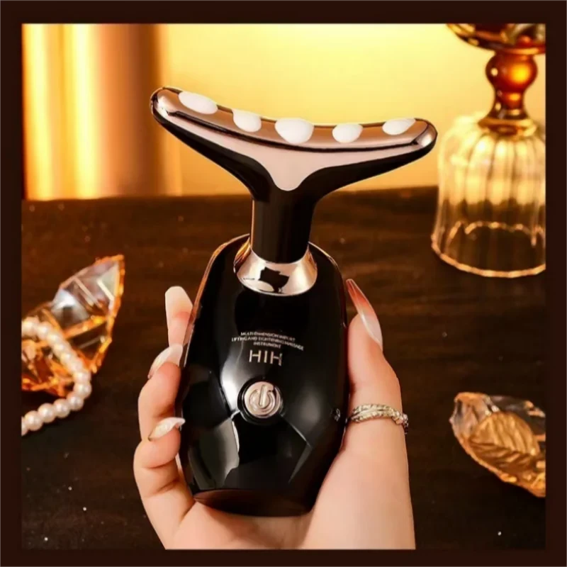 Gold Electric Facial Beauty Instrument Lifting And Firming Facial Eye Massager Household Vibration Ultrasonic Massager - M & M Global
