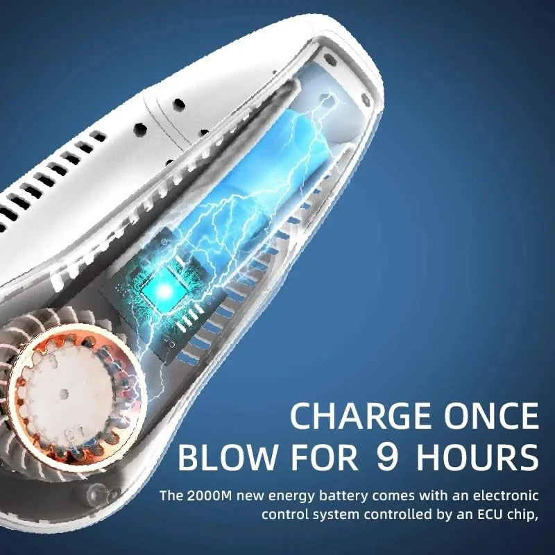 New Summer Portable Mini Hanging Neck Fan Bladeless Neckband Fan Digital Display Power Air Cooler USB Rechargeable Electric Fans - M & M Global
