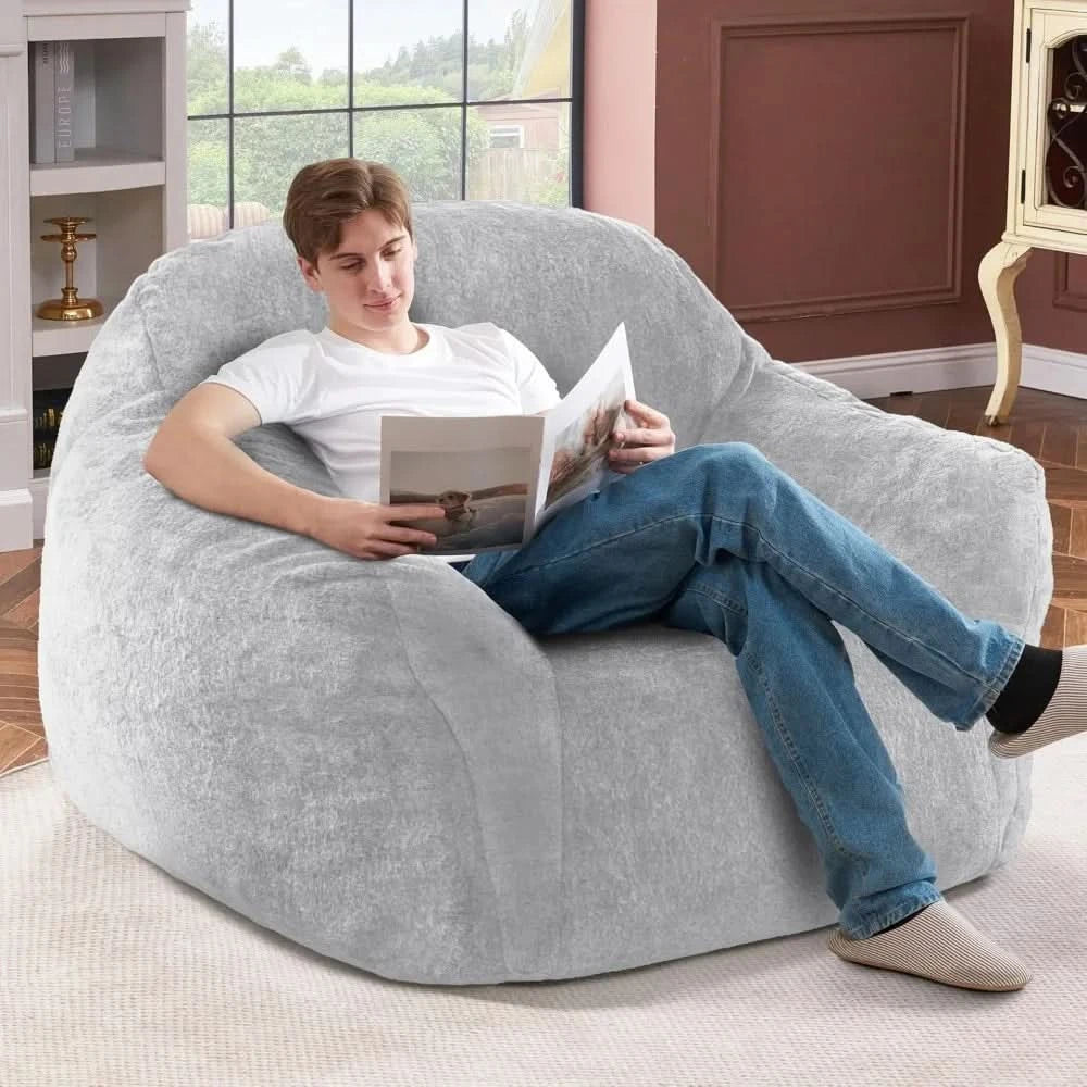 Light Grey Beanbag Chair Bean Bag Chairs for Adults Bean Bags Giant Bag Sofa with Spacious Cushion Bag Couch - Best