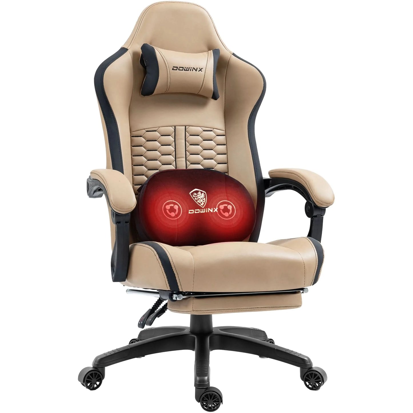 Dowinx Gaming Chair with Heated Massage Lumbar Support, Ergonomic Gaming Computer Chair with Pocket Spring Cushion and Footrest