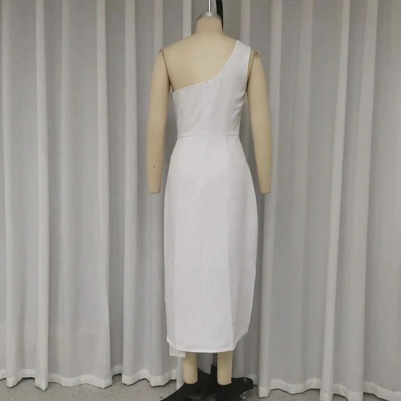 Ellafads Long Dress Women Summer Casual Trending Sleeveless Solid Irregular Backless Slim Nipped Waist Party Long Dress - M & M Global