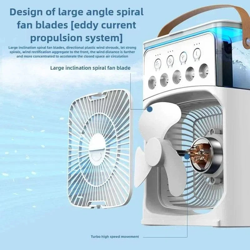 2025 New Three In One Household Air Conditioner Small Air Cooler Portable Smallfan Household Night Humidifier LED Nightlight Fan - M & M Global