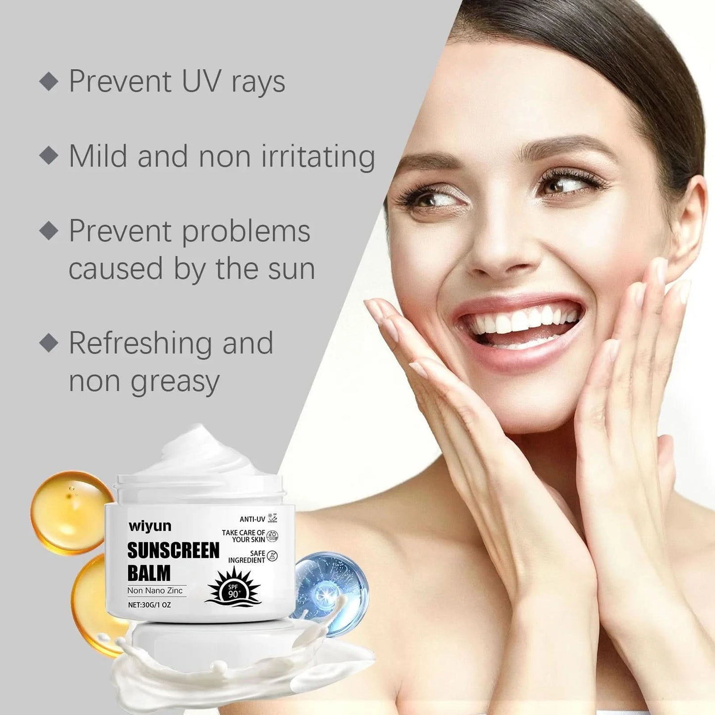Facial Body Sunscreen Anti UV SPF90 Shine Protection Sunblock Solar Isolation Oil-Control Refresh Moisturizer Brighten Sun Cream - M & M Global