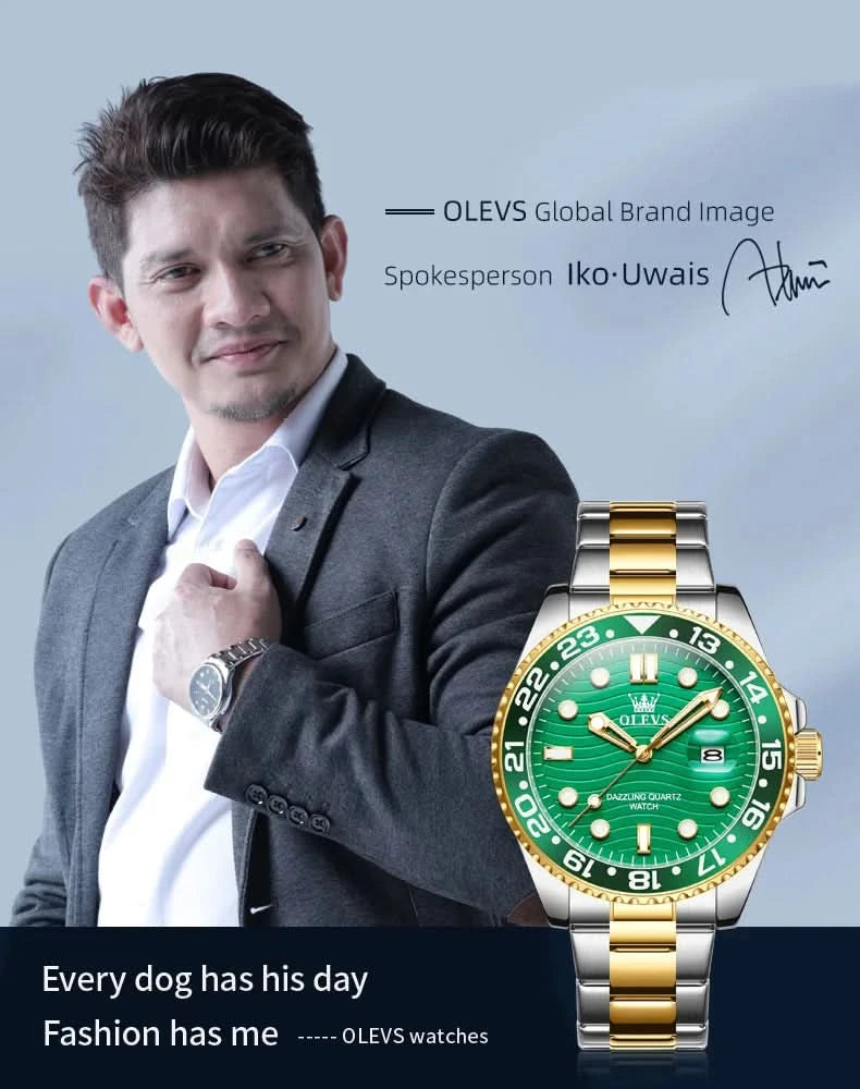 OLEVS Original Brand High Fashion Men's watch WaterproofCalendar Quartz Watch for Male Luminous Stainless Steel Authentic Watch - M & M Global