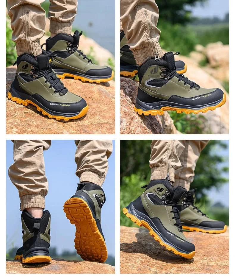 Mens Safety Shoes With Steel Toe Waterproof Boots Puncture Proof Anti-smash Mens Outdoor Work Sneakers Construction Work Shoes