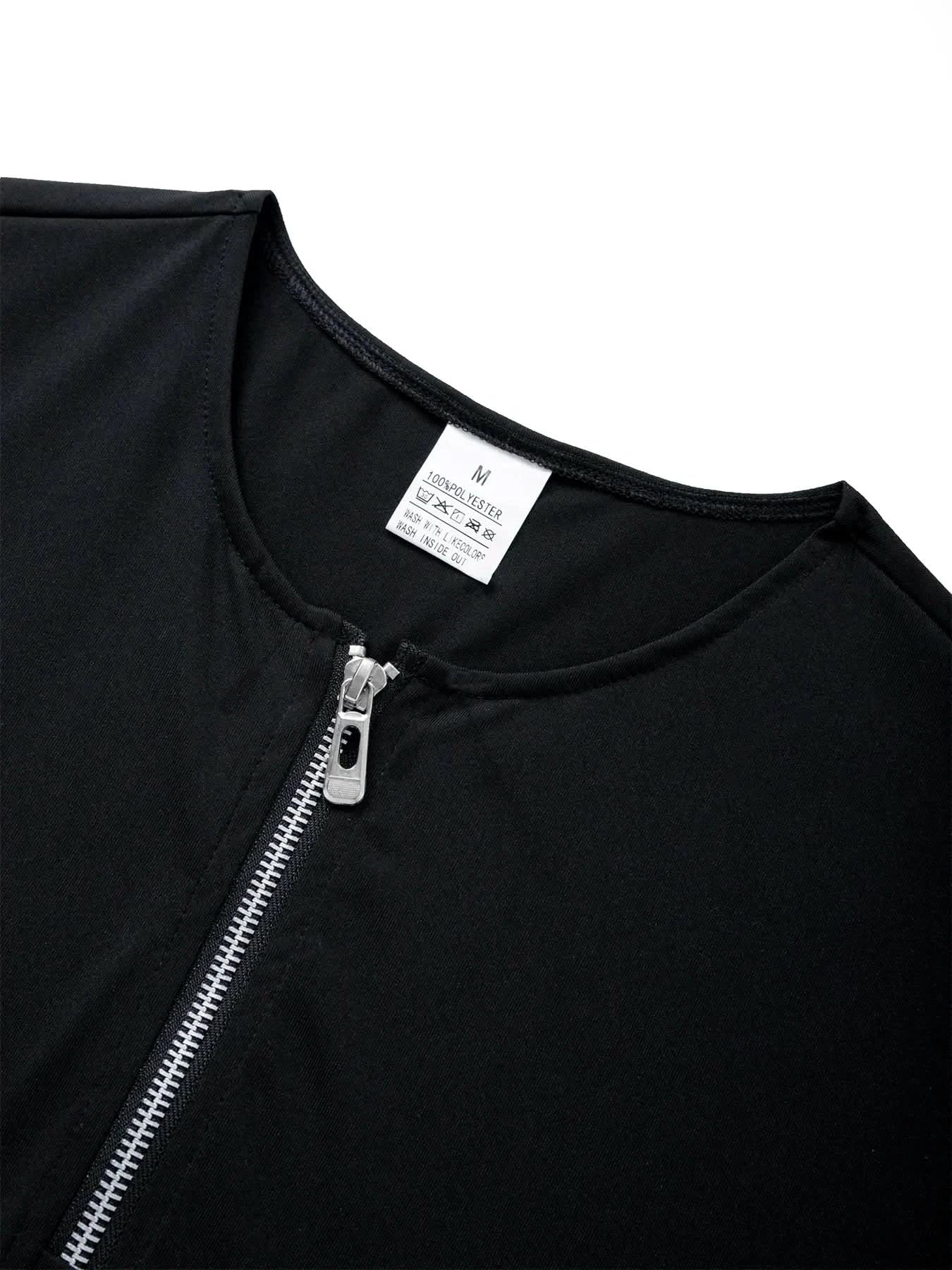 Summer Men's Short Sleeve Solid Color Zipper Collar Shirt Casual Sports T-Shirt Streetwear Daily Outdoor Activities Men's Top - M & M Global