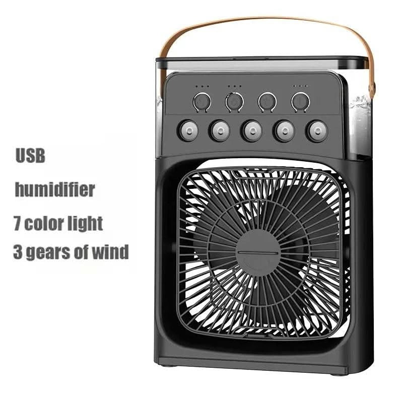 2025 New Three In One Household Air Conditioner Small Air Cooler Portable Smallfan Household Night Humidifier LED Nightlight Fan - M & M Global