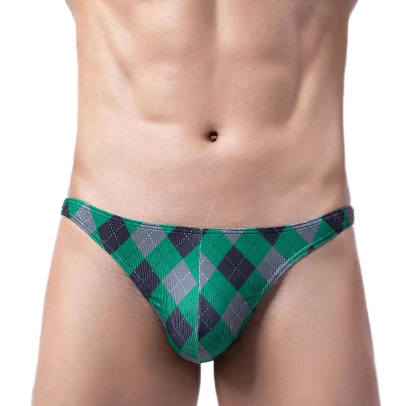 Sexy Underwear Men Briefs Underwear Male Mini Panties Penis Pouch Low Waist Bikini Hombre Lingerie Man Plaid Underpants Cueca - M & M Global