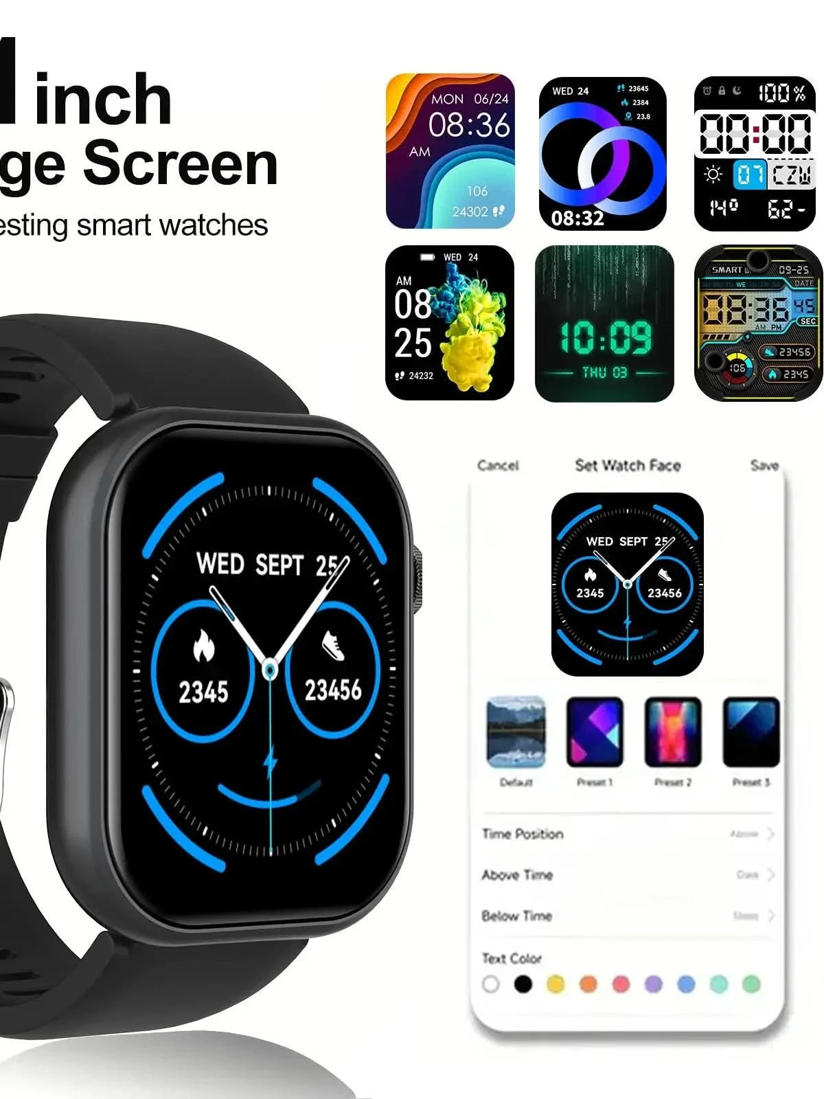 Smart watch, multi-sport mode, message reminder, multiple APP reminders, suitable for men and women, custom wallpaper