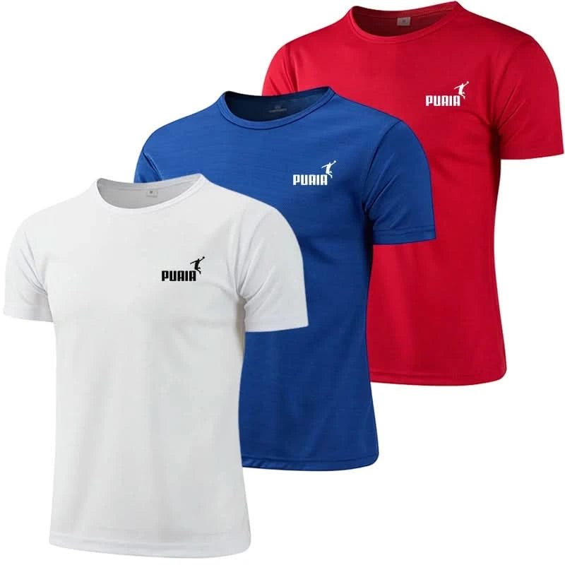 Daily Summer 3 Pack Man Workout Shirts Men Dry Fit Gym Shirts Quick Dry Athletic Short Sleeve T-Shirt Moisture Wicking Breathabe - M & M Global