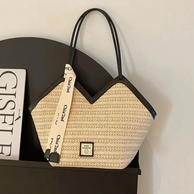 Straw Beach Bag Vintage Handmade Woven Shoulder Bag Raffia circle Rattan bags Bohemian Summer Vacation Casual Bags - M & M Global