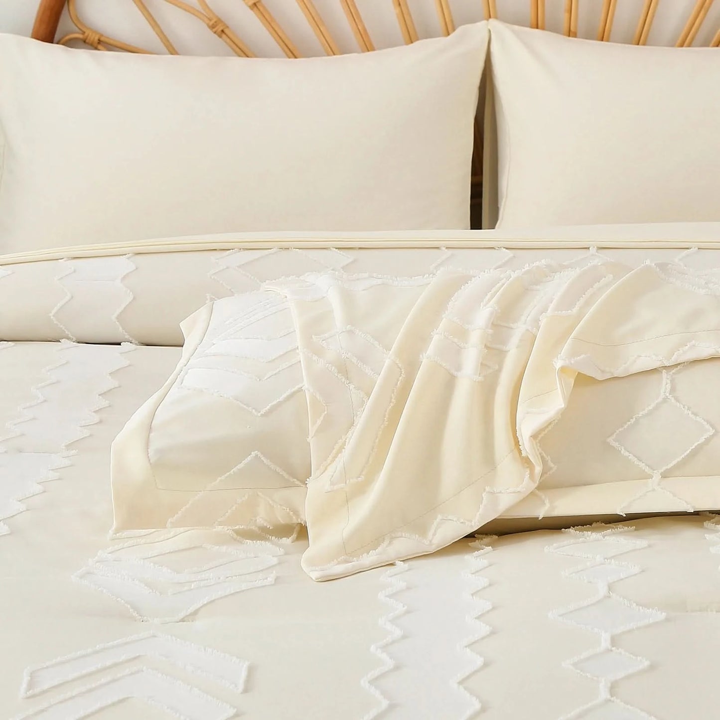 7-piece solid color diamond pattern quilt set, microfiber soft and durable bedding set bedroom decoration gift