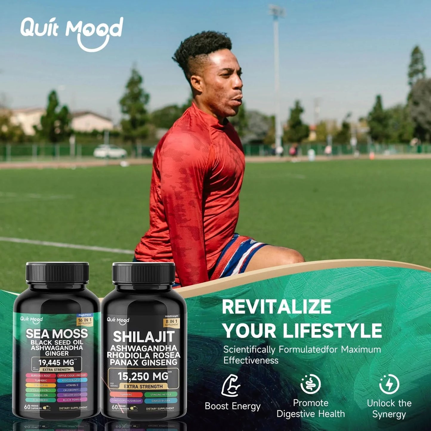 Sea Moss and shilajit Bundle 120 capsules, with Seamoss, Black Seed Oil, Ashwagandha, Ginger, Burdock Root, Turmeric, Black Pepp - M & M Global